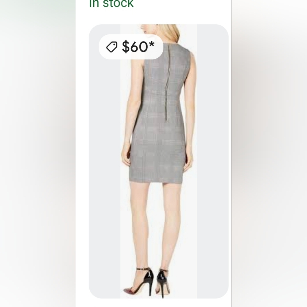 Calvin Klein Gray Plaid Sleeveless Dress Size 6